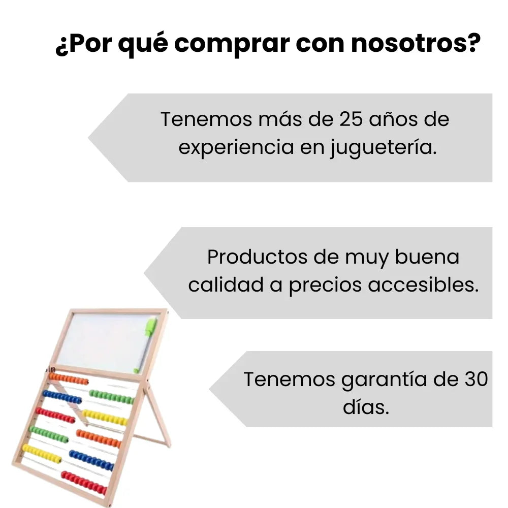 Tablero Didactico En Madera Doble Cara 2 en 1 Magnético Con Ábaco