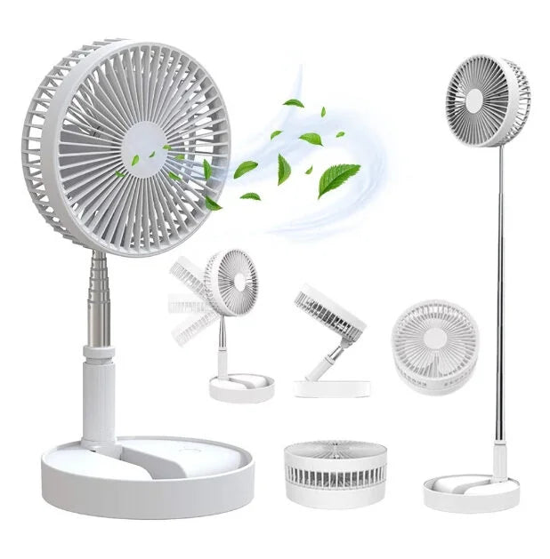 Mini ventilador de columna plegable silencioso portátil recargable retráctil