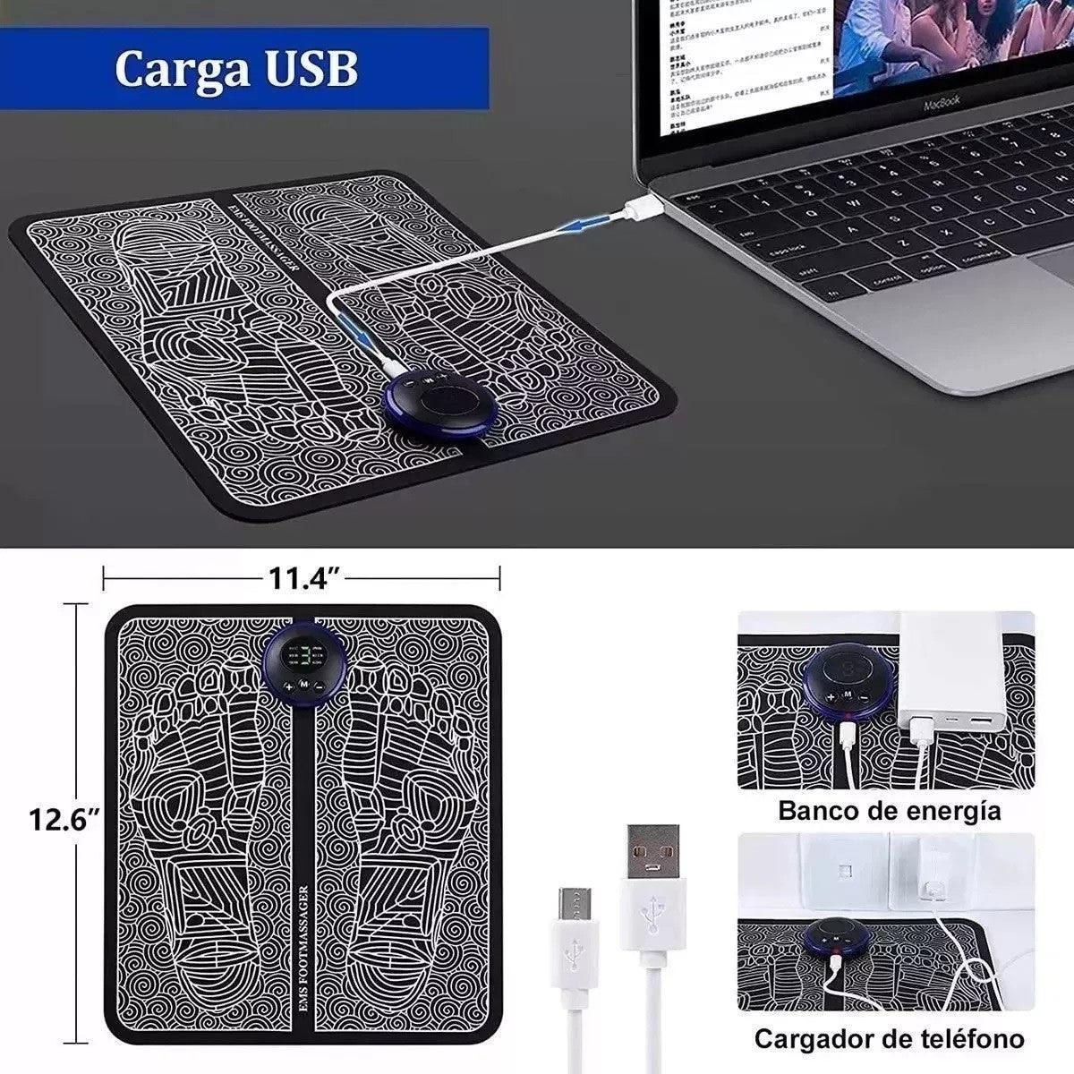 Tapete Masajeador EMS de pies + Mini parche MUSCULAR GRATIS + 50% de descuento