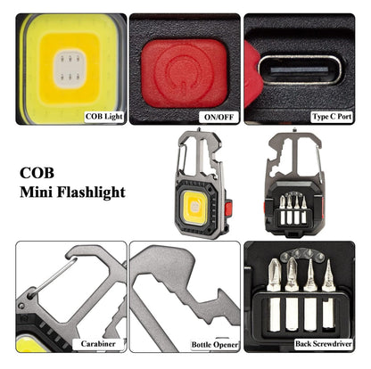 🔥 COMPRE 1 Y LLÉVATE 2 🔦Linterna llavero Cob Led 4 en 1  multifunción - ENVÍO GRATIS
