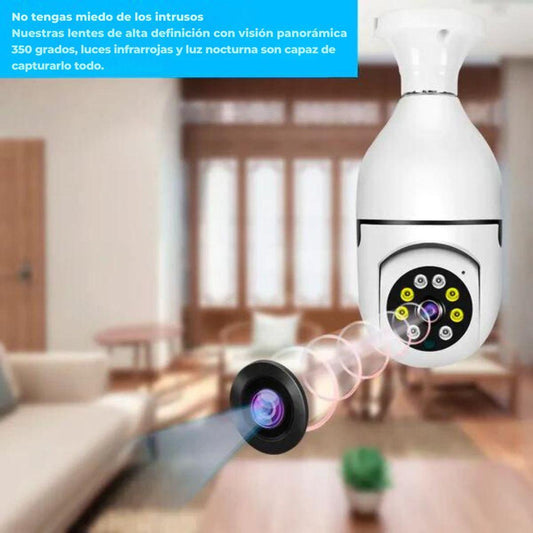Camara Ip Tipo Bombillo 360º Robotica Wifi Vision Nocturna