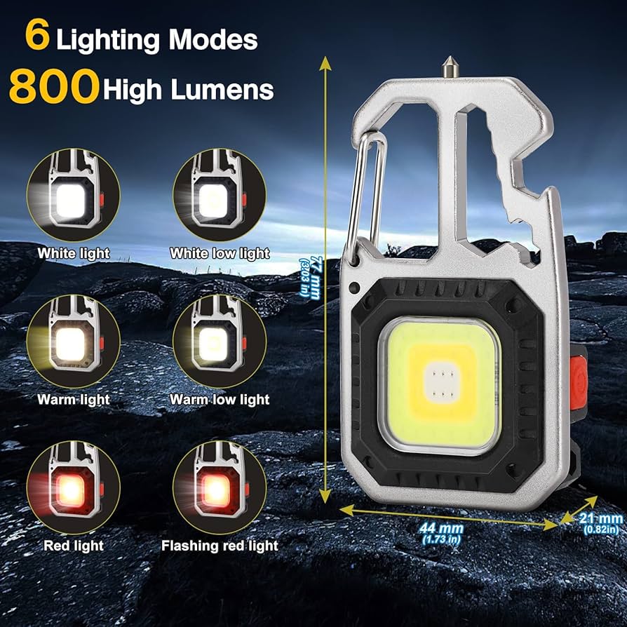 🔥 COMPRE 1 Y LLÉVATE 2 🔦Linterna llavero Cob Led 4 en 1  multifunción - ENVÍO GRATIS