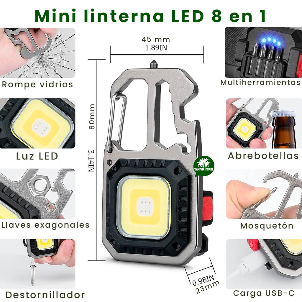 🔥 COMPRE 1 Y LLÉVATE 2 🔦Linterna llavero Cob Led 4 en 1  multifunción - ENVÍO GRATIS
