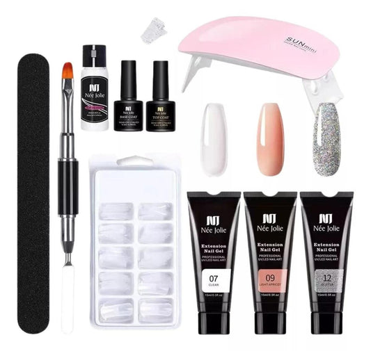 KIT DE UÑAS POLYGEL PROFESIONAL + MINI LÁMPARA UV GRATIS ( ENVÍO GRÁTIS )