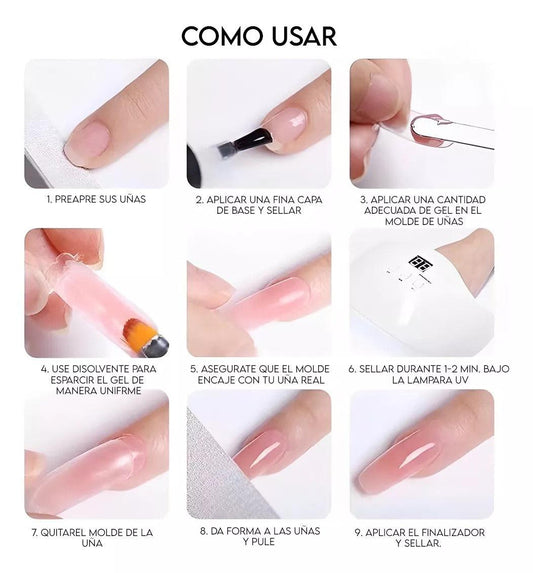 KIT DE UÑAS POLYGEL PROFESIONAL + MINI LÁMPARA UV GRATIS ( ENVÍO GRÁTIS )